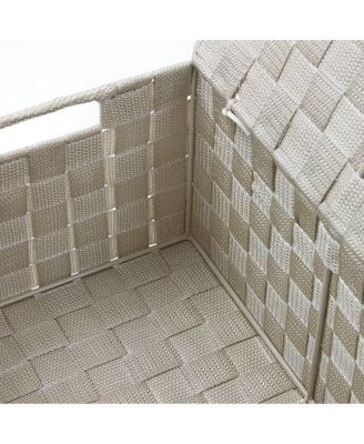 3 Piece Decorative Stackable Woven Basket with Lid and Built-in Carry Handles - Great for Storage and Organization (Aqua)