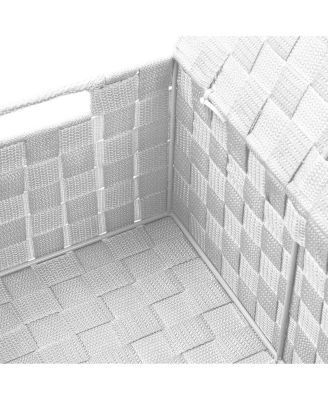 3 Piece Decorative Stackable Woven Basket with Lid and Built-in Carry Handles - Great for Storage and Organization