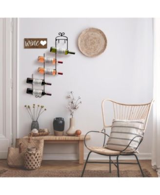 6-Bottle Wall Mounted Wine Rack - Vertical Display with Curved Cradles for Stylish Wine Storage