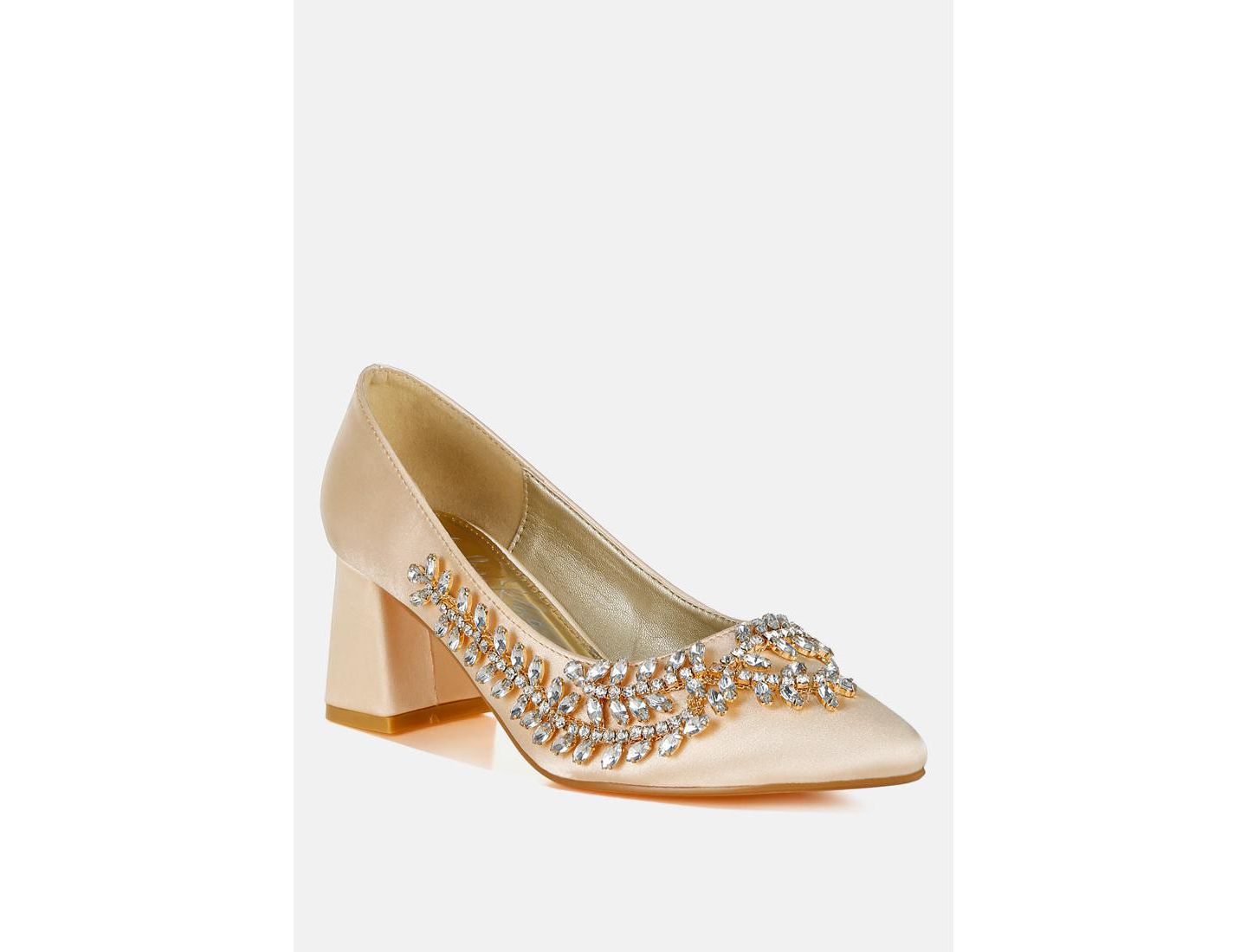 Женские туфли London Rag Abatina Satin Diamante Embellished Pumps, цвет: Бежевый — фото 3