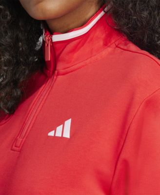 Women's Essentials Color Pop French Terry Cropped Quarter Zip Top