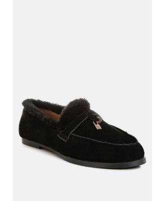 Ohrid Suede & Faux Fur Flat Loafers