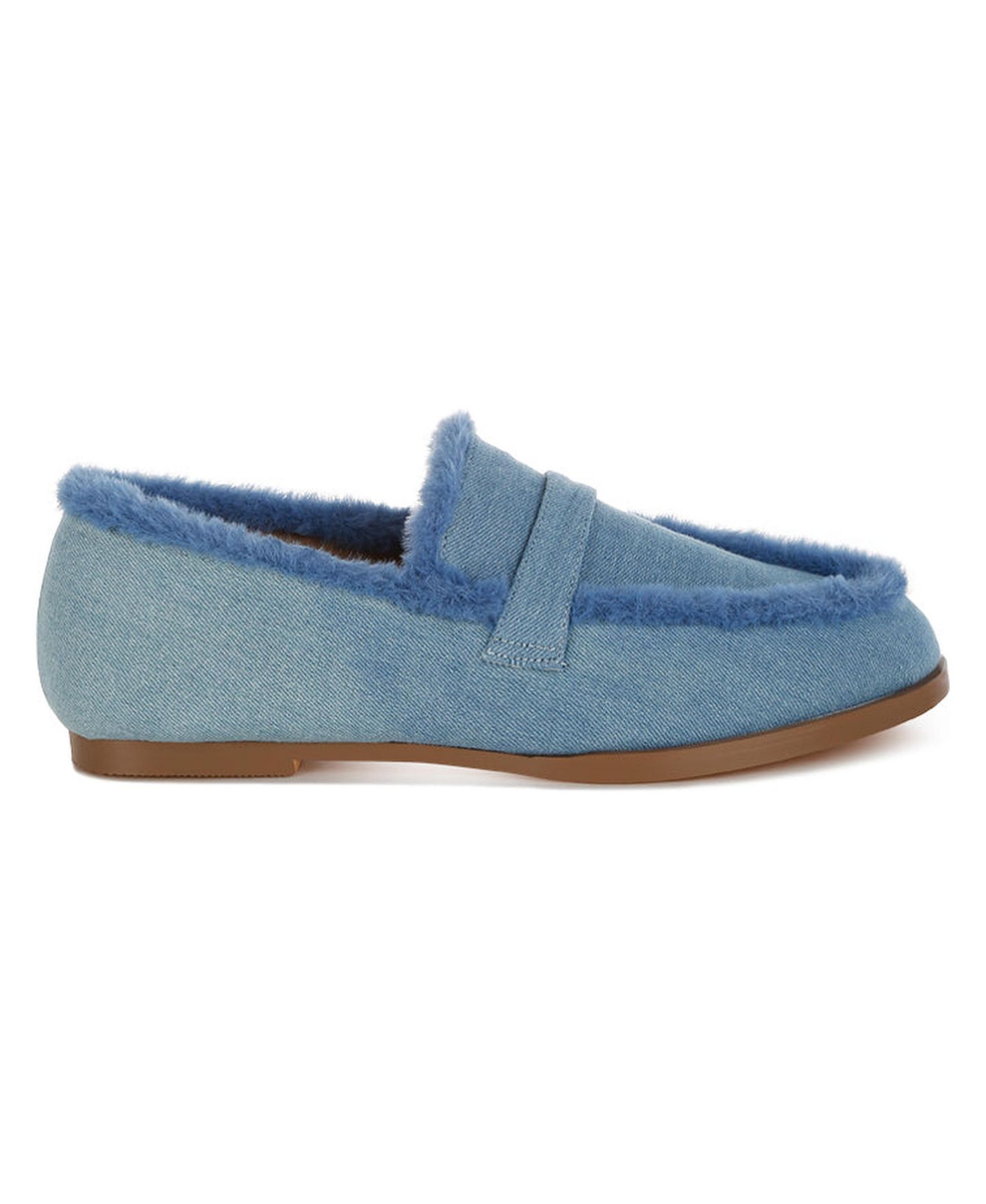 Женские туфли Rag & Co Nivena Fur Detail Denim Loafers, цвет: Синий — фото 1
