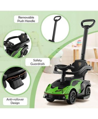 3-in-1 Licensed Lamborghini Ride on Push Car Stroller Sliding Car w/ Sound