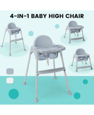 4-in-1 Convertible Baby High Chair with Removable Double Tray