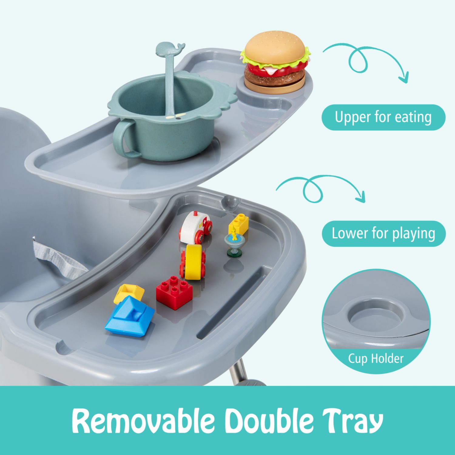 4-in-1 Convertible Baby High Chair with Removable Tray