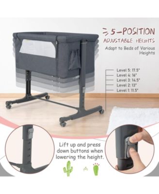 Portable Baby Bedside Bassinet with 5-level Adjustable Heights and Travel Bag