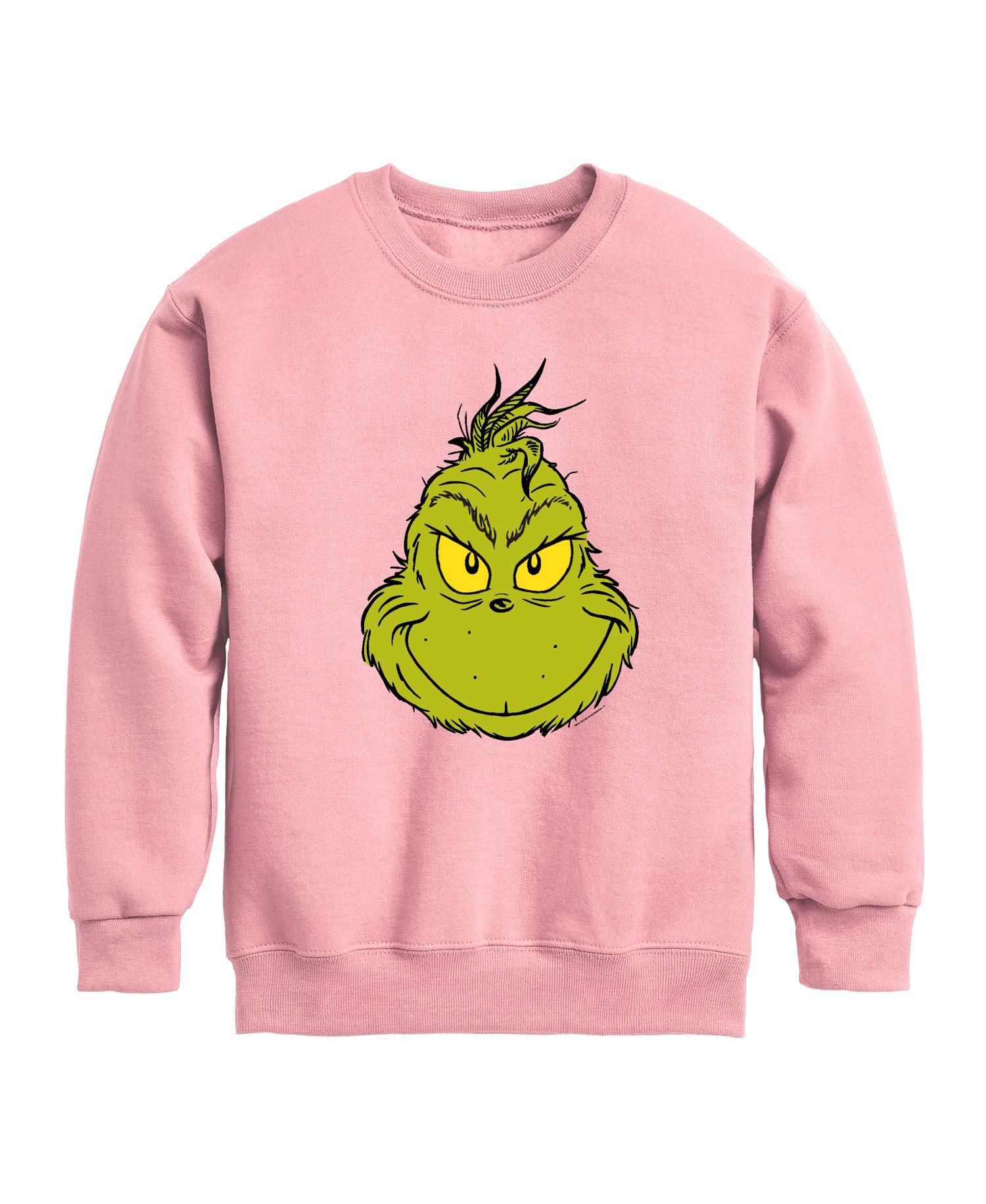 Big Girls Grinch Face Graphic Fleece Top