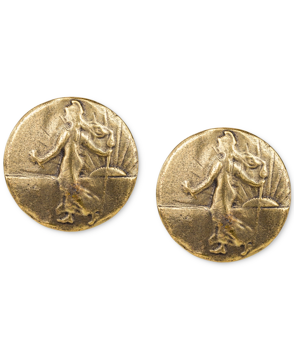 Shop Patricia Nash Gold-tone Goddess Coin Button Earrings In Egyptian G