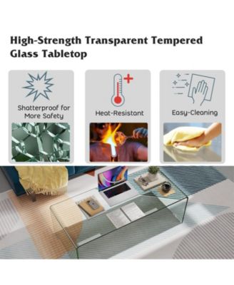 42 x 19.7 Inch Tempered Glass Table with Rounded Edges