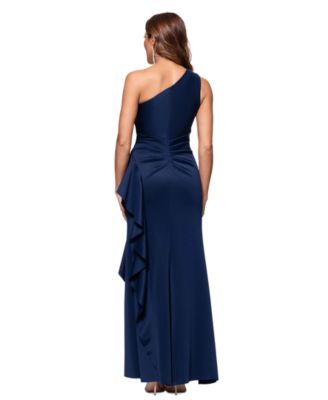Women's Ruffled One-Shoulder Scuba Gown