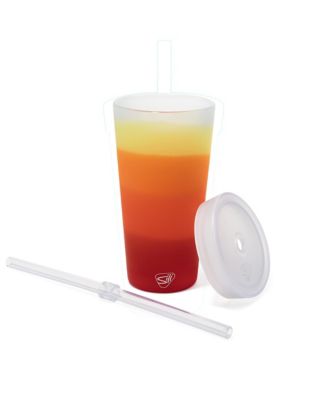 Marigold & Hibiscus Straw Tumbler Set of 2, 22oz