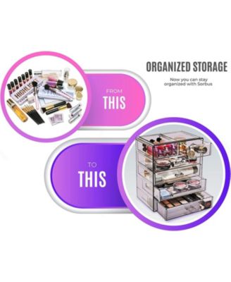 6 Drawer Clear Organizer Case for Cosmetics, Makeup and Jewelry (4 Large, 2 Small Drawers)