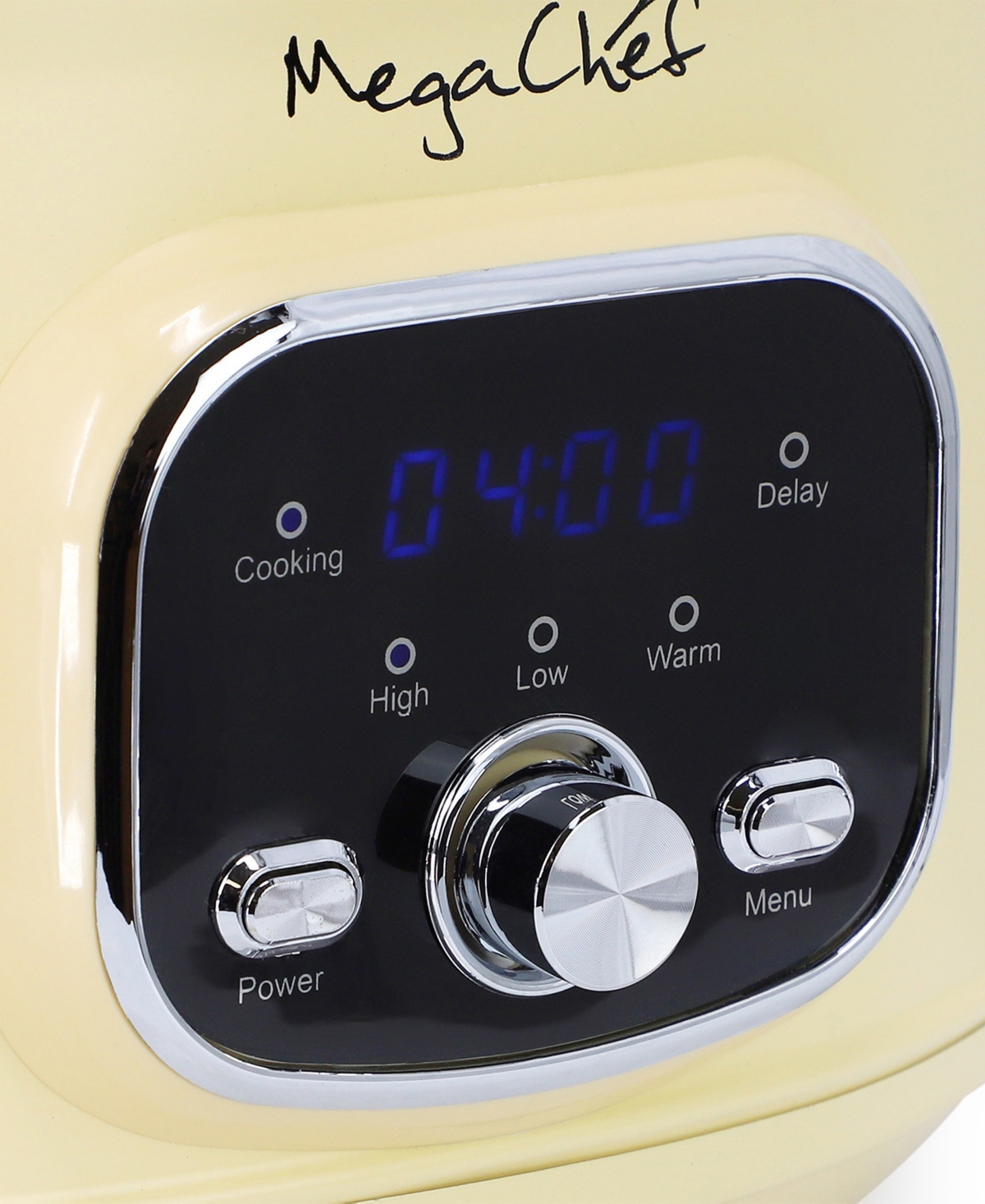 Megachef 6.5qt Oval Electric Digital Slow Cooker With Black Pot In Ivory
