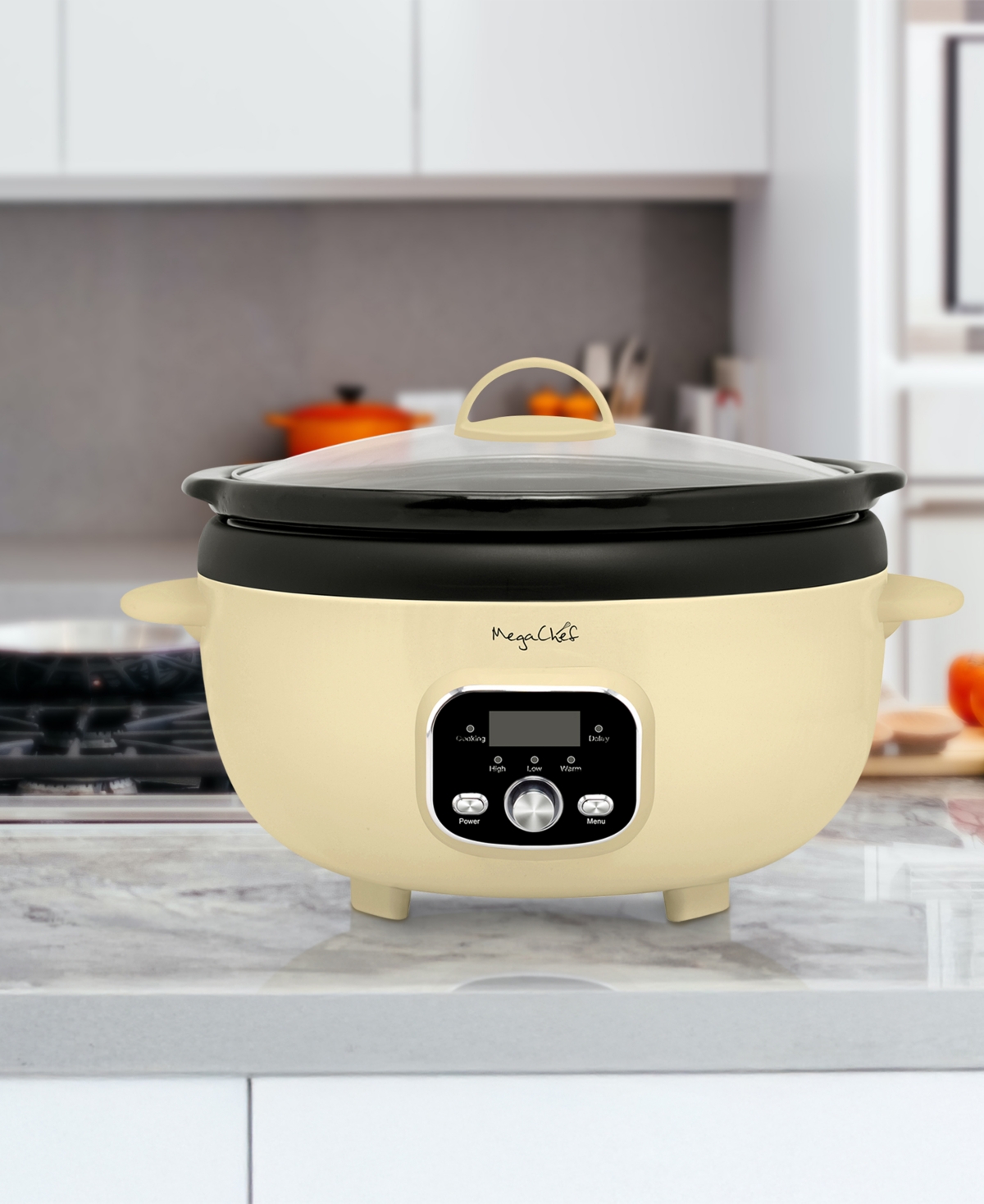 Megachef 3.5 Quart Oval Electric Slow Cooker In Ivory