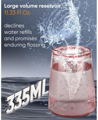 LP221 UVC Sterilizable Cordless Water Flosser 335ML Tank OLED Display Dental Flosser with 4 Modes 8 Jet Tips & Storage Pouch for Home & Travel