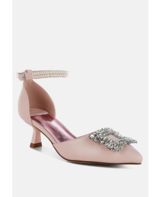 Womens Onkana Diamante Brooch Kitten Heel Sandals