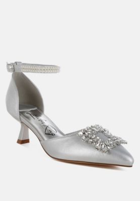 Womens Onkana Diamante Brooch Kitten Heel Sandals