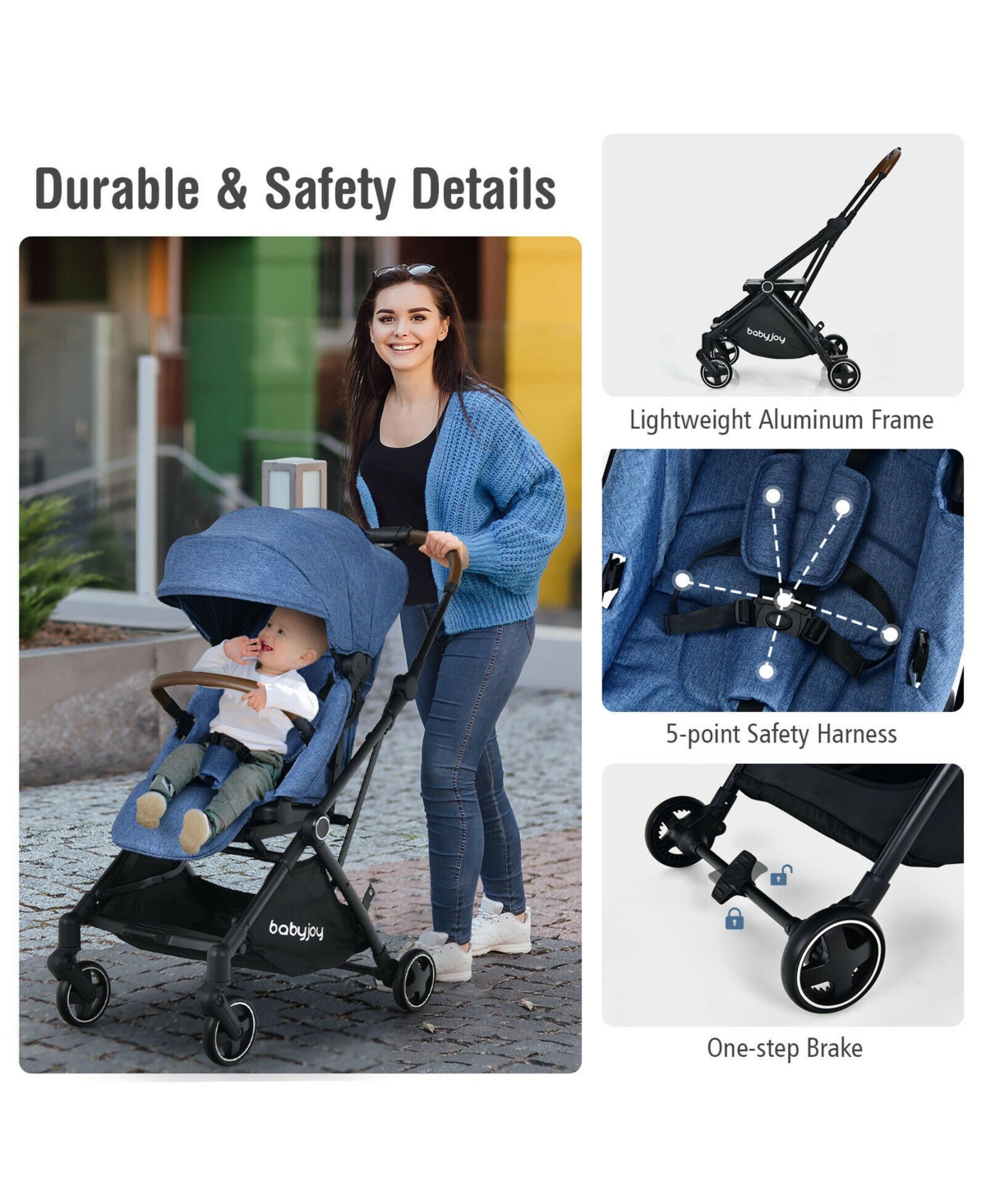 Gymax 2-in-1 Convertible Baby Stroller Pushchair Aluminum w/ Adjustable Canopy