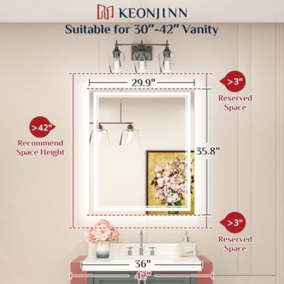 30x36 LED Bathroom Mirror with Frontlit and Backlit