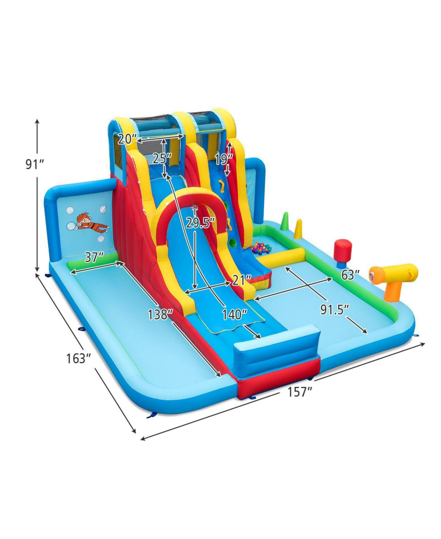 Детская игрушка GOUUN Inflatable Water Slide Water Park with Long Slide & Splash Pools, 163"L x 157"W x 91"H, Ages 3+ — фото 3