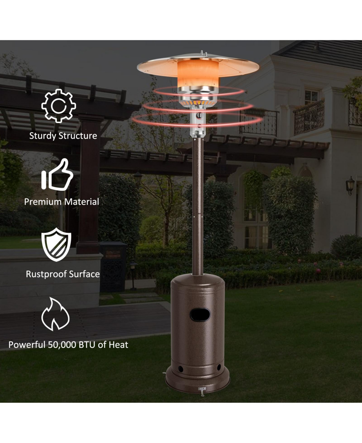 Gouun 50000 Btu Garden Propane Standing Lp Gas Steel Accessories Heater