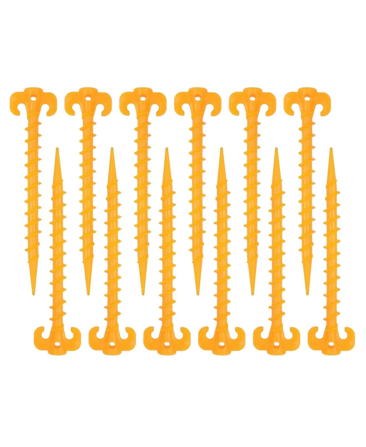 Yellow Vortex Ground Anchors - Premium 8-inch Spiral Tent Stakes for Sand and Soil -12-Pack - Yellow