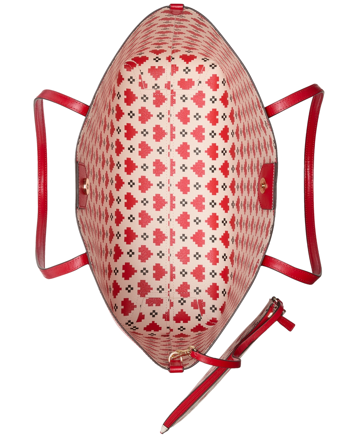 kate spade new york Bleecker Pixelated Hearts Pop Print Crossgrain Leather Tote with Removable Pouch