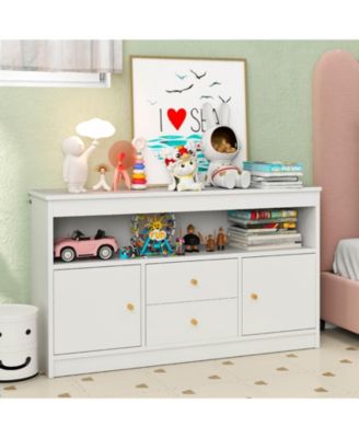 Kids Toy Storage Organizer Wooden Children Bookshelf Storage Chest with Open Shelf