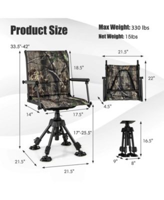 Swivel Hunting Chair with 4 360° Adjustable Legs Folding Silent Swivel Blind Chair Camouflage