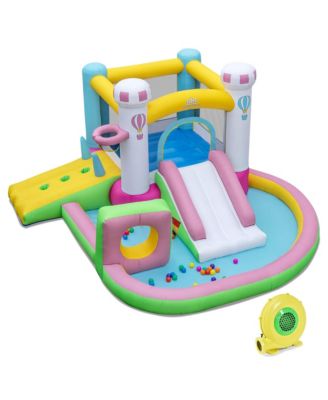 Inflatable Bounce House with Slide Jumping Area Obstacle Ball Pit with 502W Blower