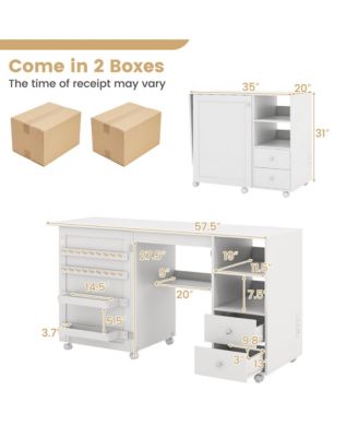 Folding Sewing Table Charging Station Multifunctional Sewing Machine Cart Table