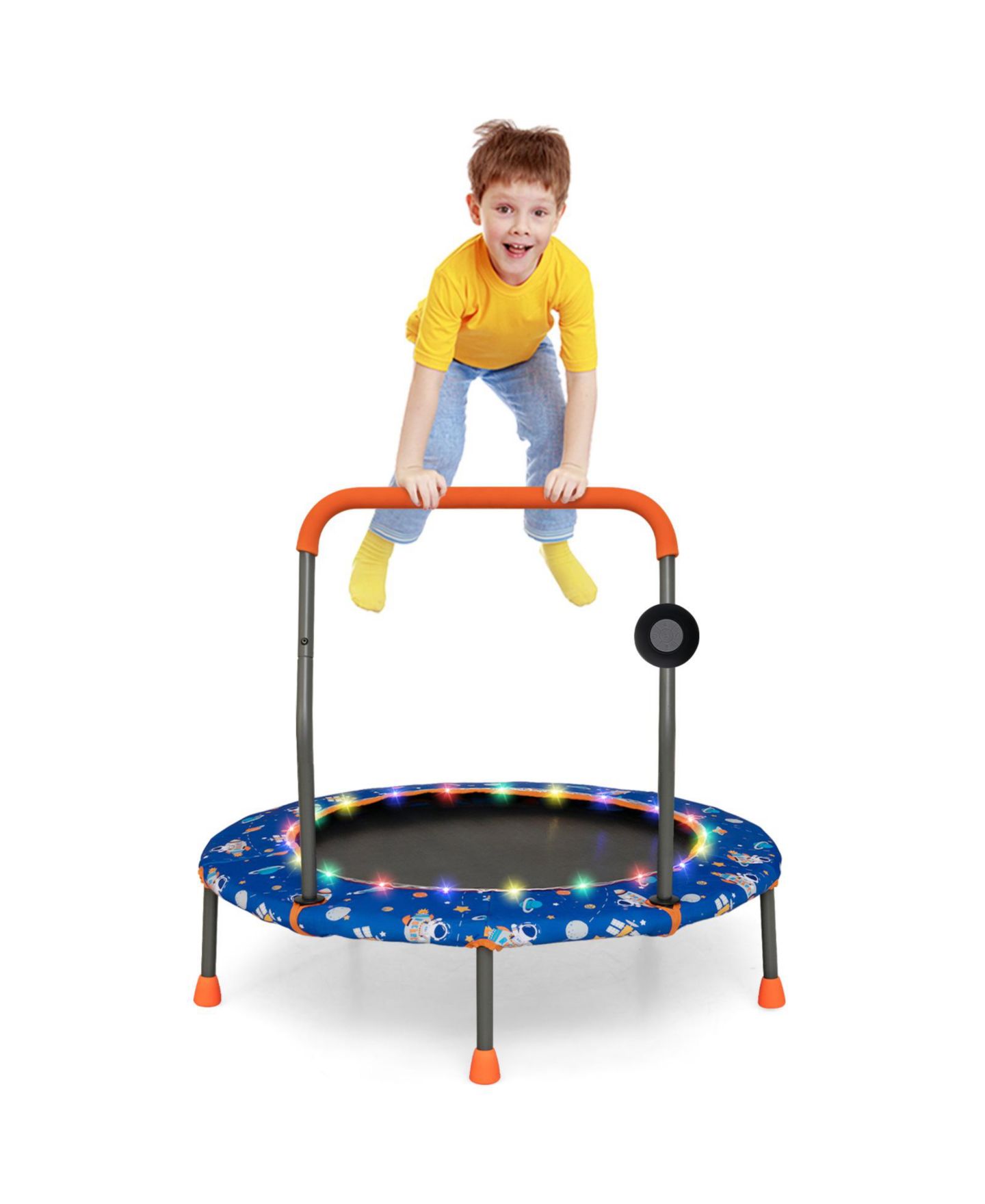 Детская игрушка GOUUN 36" Mini Trampoline with LED Lights, Bluetooth Speaker & Bungee Cord, Ages 3+, цвет: Синий — фото 8