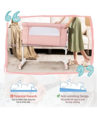 Portable Baby Bedside Bassinet with 5-level Adjustable Heights and Travel Bag