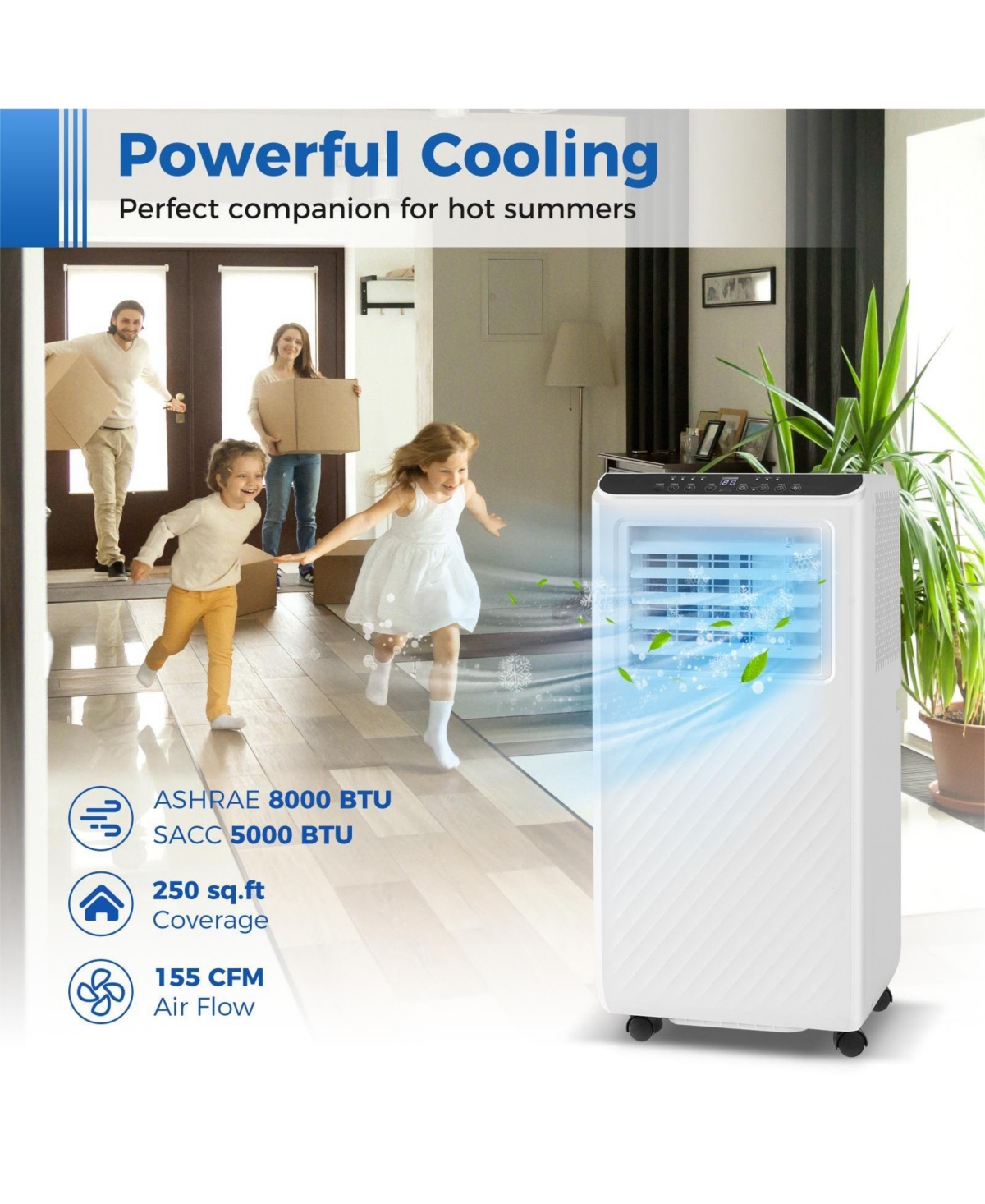 8000 Btu Portable Air Conditioner 3 in 1 Floor Ac Unit with Fan and Dehumidifier