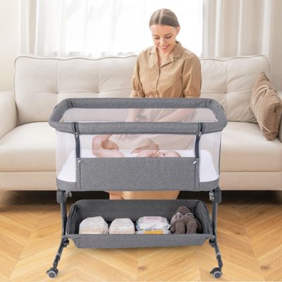 Baby Bassinet Bedside Sleeper with 6-Level Adjustable Height