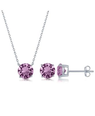 Sterling Silver, Crystal - Simulated Gemstone Earring & Necklace Set