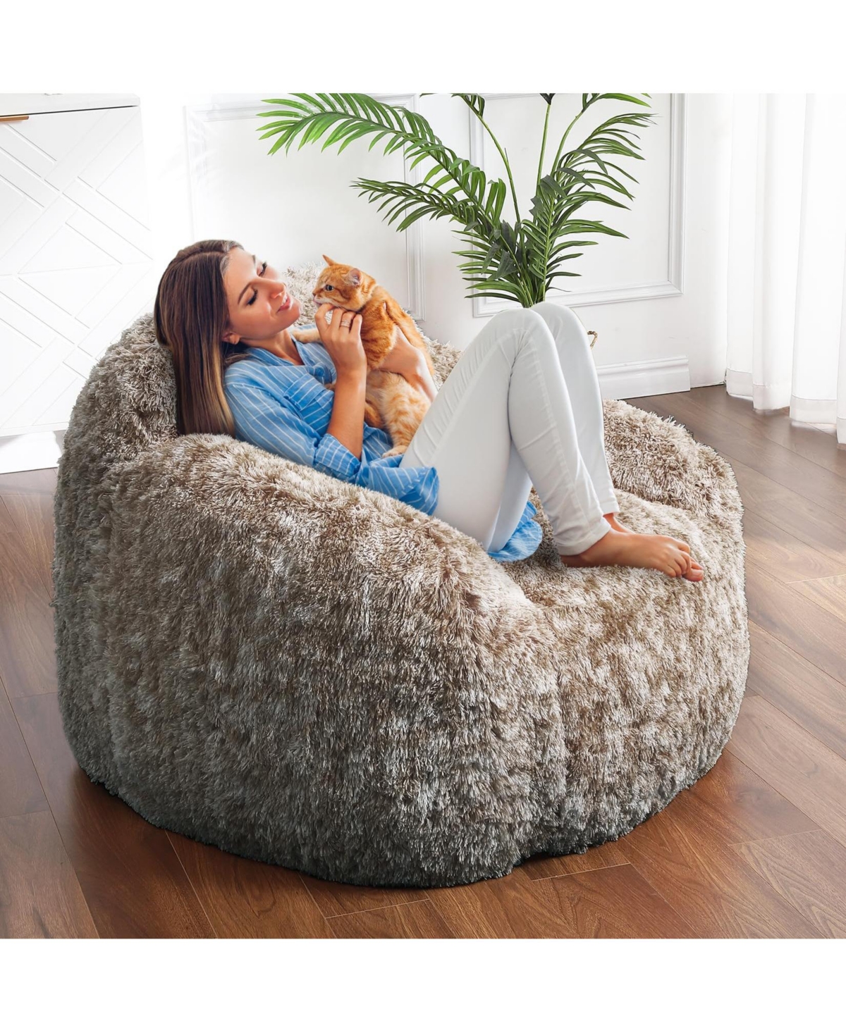 gaomon Bean Bag Chairs for Adults, Faux Fur Bean Bag Chair with Filler