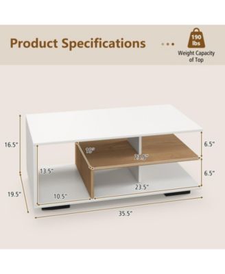 Rectangular Table with L-shaped Middle Shelf