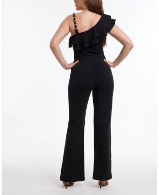 Women's Knit Crepe Cascade Wide Leg Jumpsuit