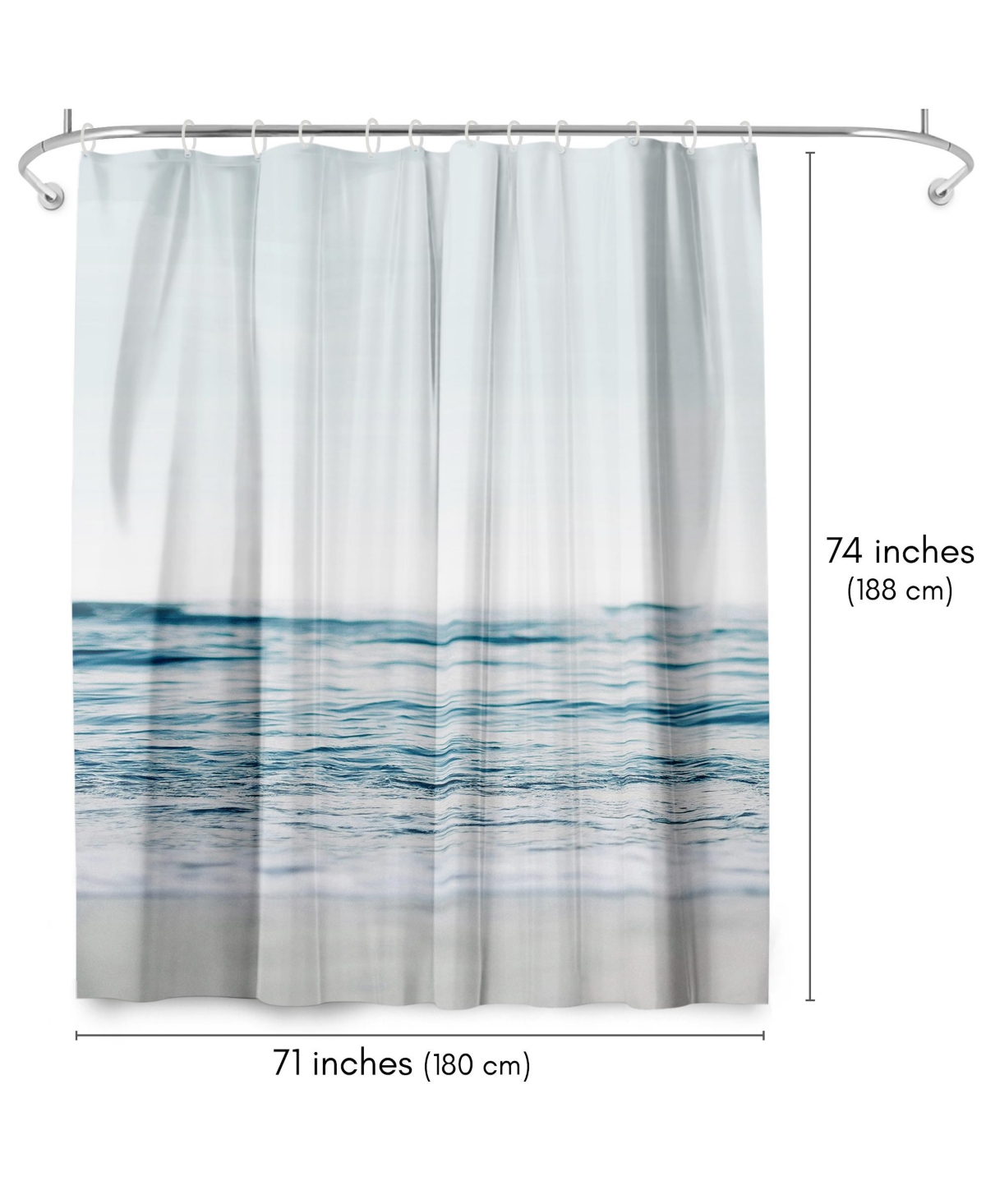 Americanflat 71x74 Blue Wave and Sand Shower Curtain - 100% Polyester Shower Curtain