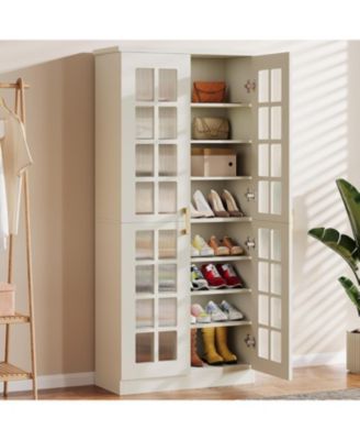 71-Inch Tall Shoe Cabinet with Doors, 8-Tier Shoe Storage Cabinet with Adjustable Shelves, Modern Shoe Organizer Shoe Rack Cabinet