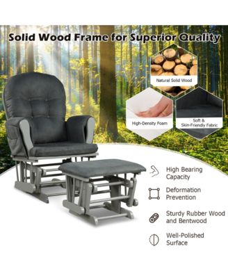 Glider and Ottoman Cushion Set Wood Baby Nursery Rocking Chair