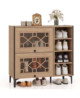 Shoe Storage Cabinet with Flip Doors Adjustable and Removable Shelves for Entryway