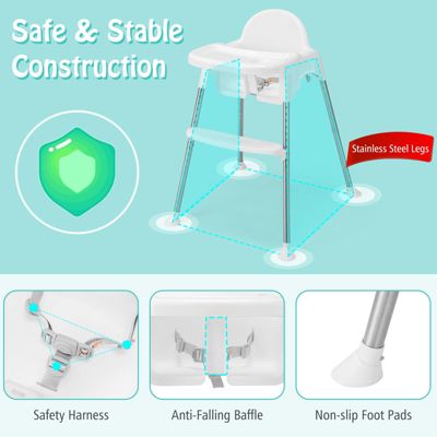 4-in-1 Convertible Baby High Chair with Removable Double Tray