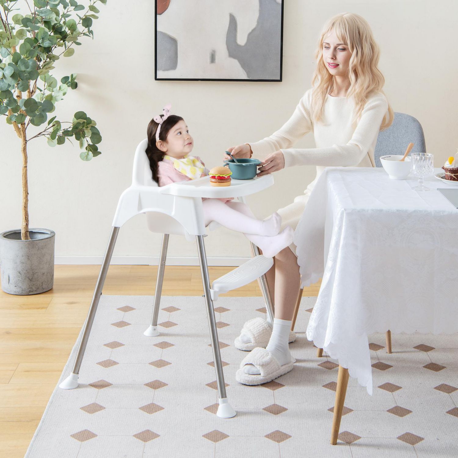 4-in-1 Convertible Baby High Chair with Removable Tray