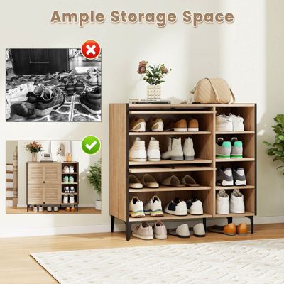 Shoe Storage Cabinet with Flip Doors Adjustable and Removable Shelves for Entryway