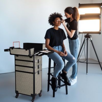 4in1 Rolling Makeup Train Case Cosmetic Organizer Rococo Coral