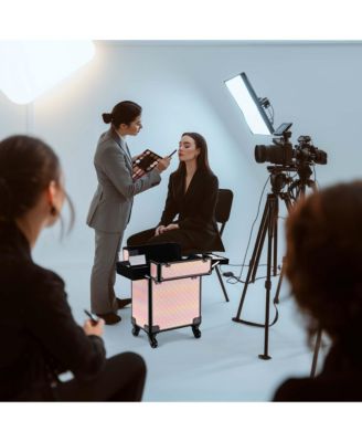 Rolling Makeup Train Case Cosmetic Trolley Organizer Blush ForgetMeNot