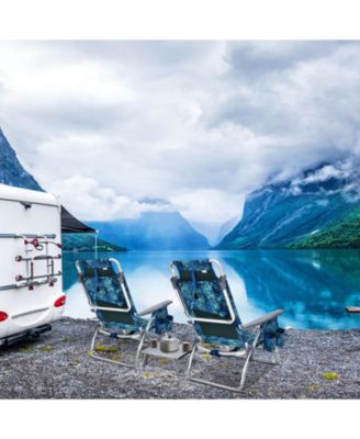 2 Packs 5-Position Outdoor Folding Backpack Beach Table Chair Reclining Chair Set